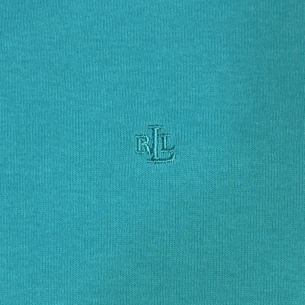 Lauren Ralph Lauren Tee Women Large Short Sleeve Teal Cotton Crew Neck Top - Picture 2 of 6